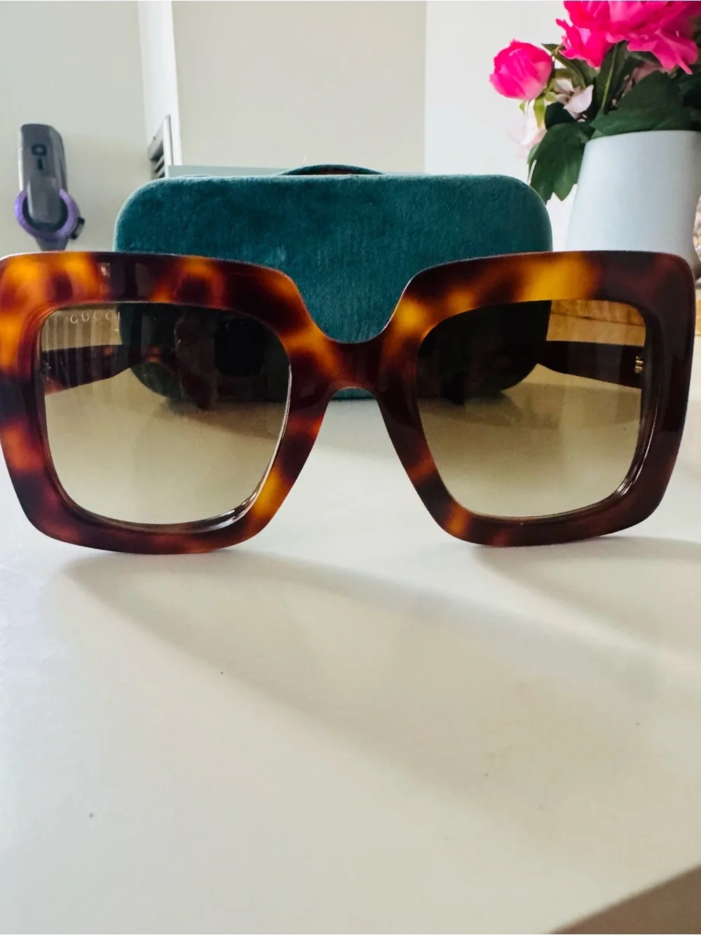 Gucci Oversized Square Brown Sunglasses